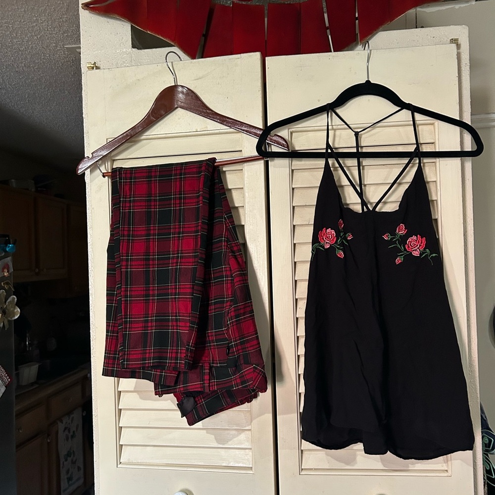 Lane Bryant Black and Red Floral Set